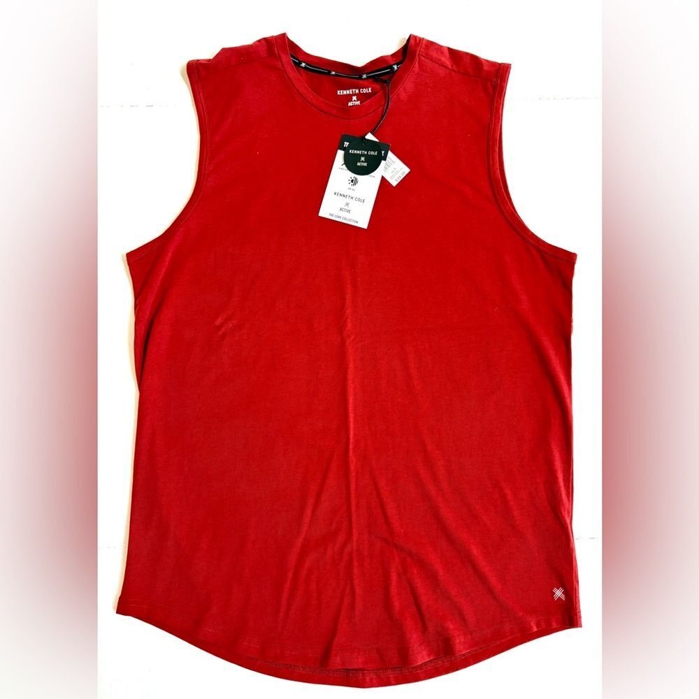 NWT Mens Kenneth Cole Tech Muscle Red Gourd Active Tank Top Size L